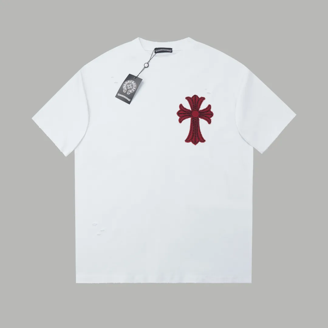 🅿️220 ✨CH✨🆕25SS Spring and Summer New Style Croix Heart ✝ Shelf logo patch hot rhinestone short sleeves Light luxury essential item for daily commuting for men and women Correct version Welcome to compare Detailed features · 260g 100% pure cotton double yarn jersey fabric · Special thickened 32 pieces of double-stranded 1X1 thread in the same vat · Double-needle stitching across seams · Original main mark, washed tag, brand moisture-proof paper packaging Color: white/black/grey Size: S/M/L/XL